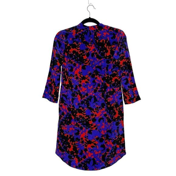 Diane Von Furstenberg Floral Silk Shift Dress Women's Blue Red Size 0 - Picture 3 of 5